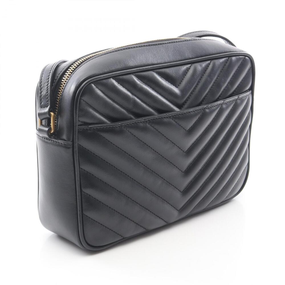 Saint Laurent Paris LOU Monogram Camera Bag Shoulder Leather Black